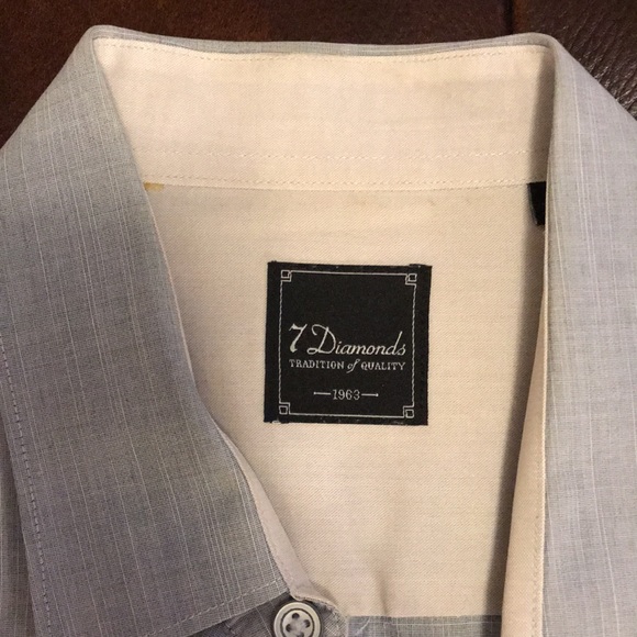 Metallic Grey/Blue 7 Diamonds Button Up Shirt - Picture 2 of 7